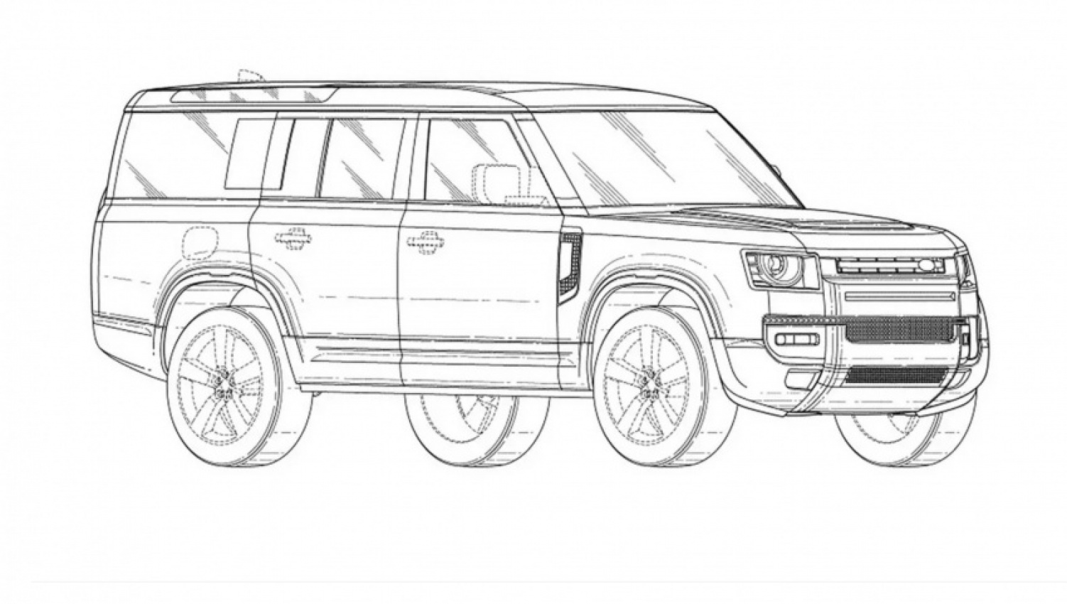 4x4, autos, cars, land rover, news, four-wheel-drive, land rover defender, land rover defender 130 design shown in new patent images