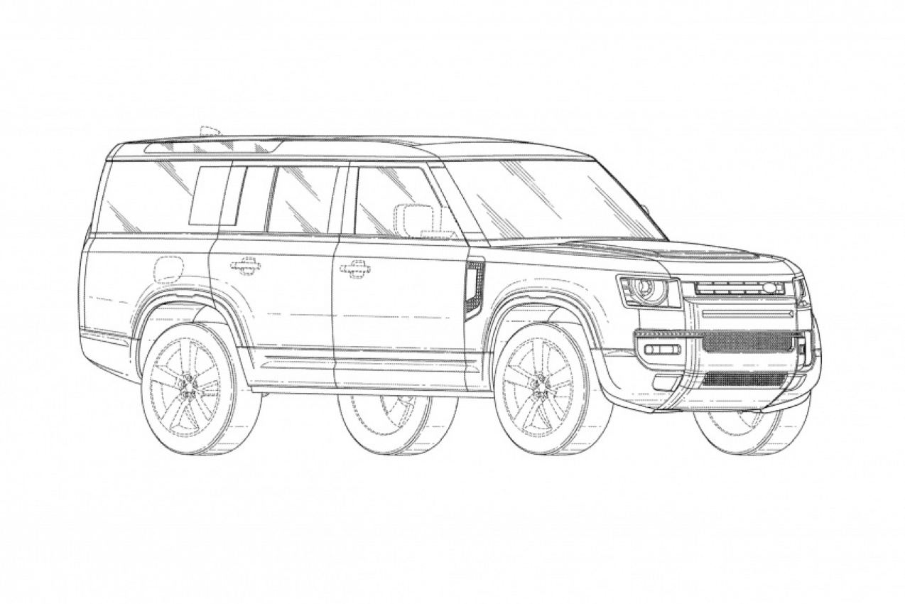 auto news, autos, cars, land rover, defender, defender 130, land rover defender, land rover defender 130, three-row suv, new patent images of land rover defender 7-seater