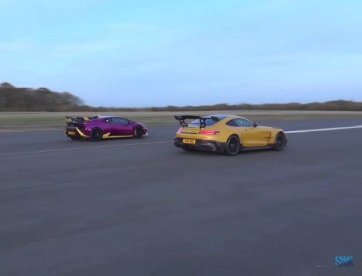 autos, mercedes-benz, mg, news, mercedes, can a modified mercedes-amg gt black series take on the lambroghini huracan sto in a straight line?