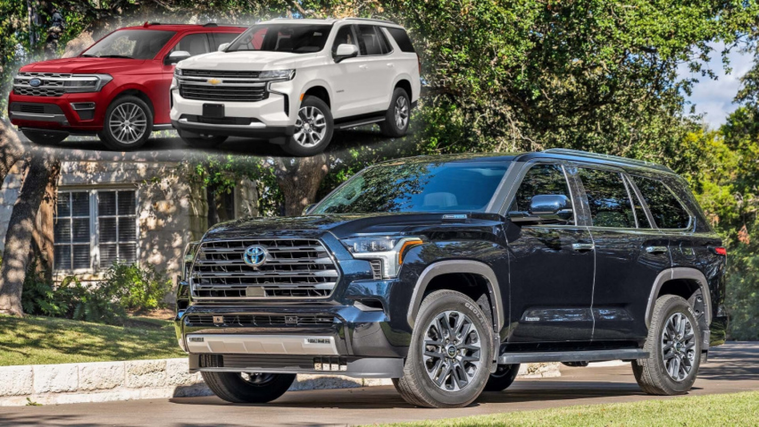 autos, cars, ford, toyota, ford expedition, the 2023 toyota sequoia compared to the chevy tahoe and ford expedition