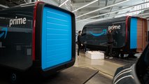 autos, cars, evs, rivian, amazon, see rivian edv prototype spotted at a charging station