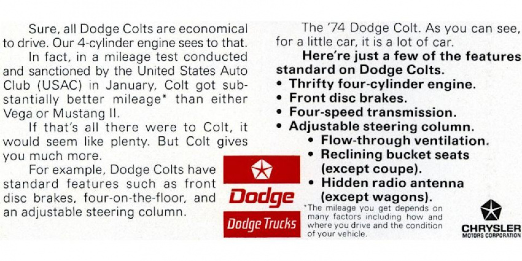 autos, dodge, 1974 dodge colt a very car-like little car
