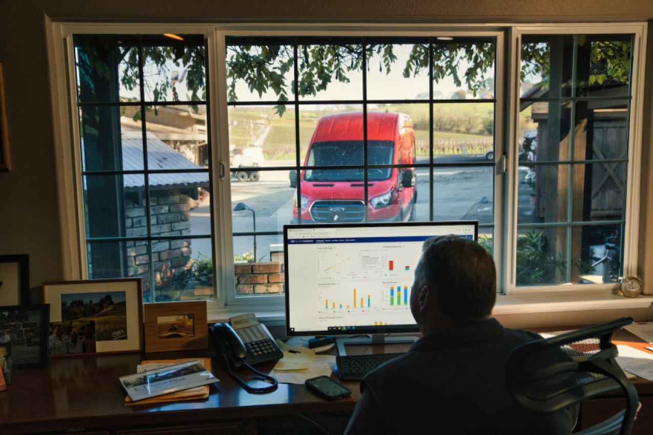autos, cars, ford, ford pro pairs new e-transit/f-150 lightning  with viizr salesforce telematics over wine in sonoma