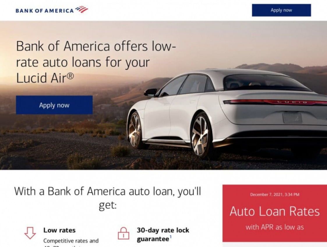 autos, lucid, news, lucid chooses bank of america as its lending partner