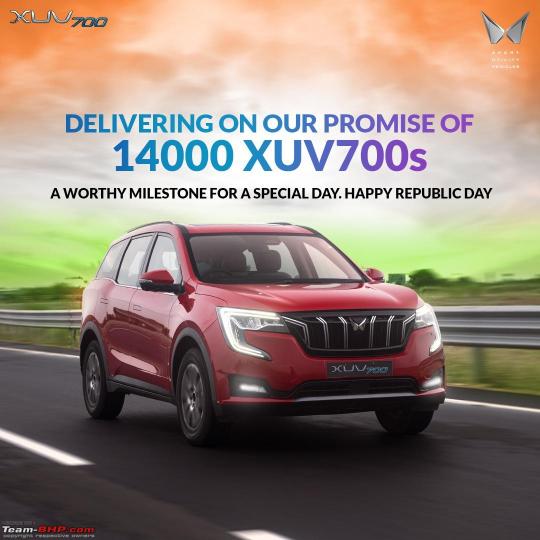 autos, cars, mahindra, car delivery, indian, mahindra xuv700, other, xuv700, mahindra dispatches 14,000 xuv700s by january 26