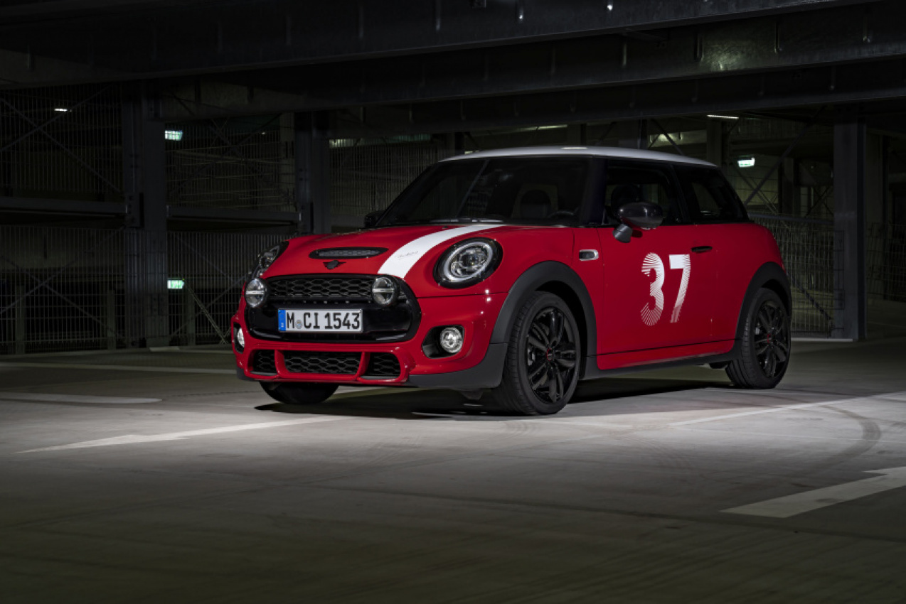 autos, cars, mini, number 37 is back on the starting line. the mini paddy hopkirk edition