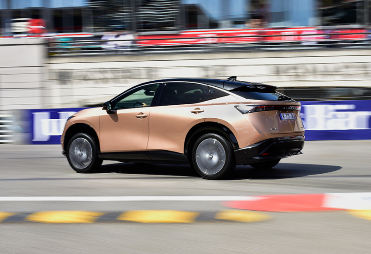 autos, cars, nissan, new nissan ariya goes for a ride at the monaco street circuit for its public driving debut
