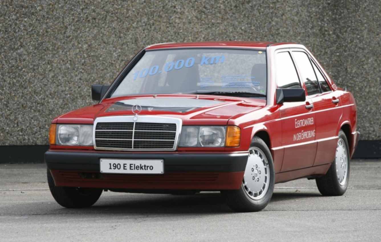 autos, cars, mercedes-benz, electric vehicles, electrification, mercedes, mercedes-benz 190e elektro, mercedes-benz eq, mercedes-benz eqc, 30 years ago, mercedes-benz already had a practical ev based on the 190 model