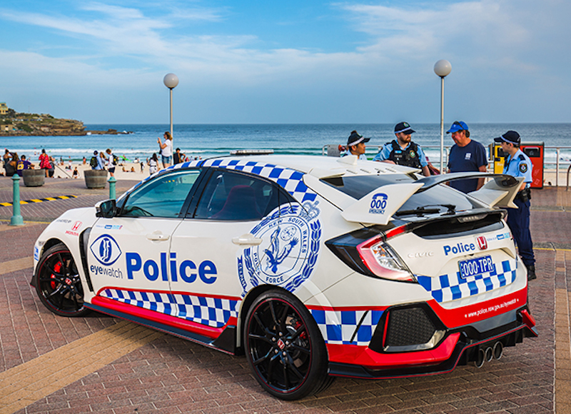 autos, cars, honda, autos honda, honda civic, honda civic type r enlisted for police duty in nsw, australia