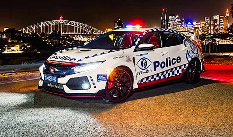 autos, cars, honda, autos honda, honda civic, honda civic type r enlisted for police duty in nsw, australia