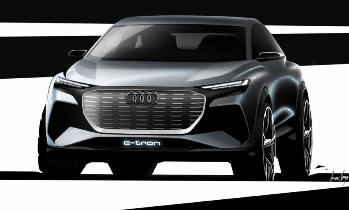 audi, autos, cars, autos audi, audi teases another e-tron concept with sketches ahead of geneva debut