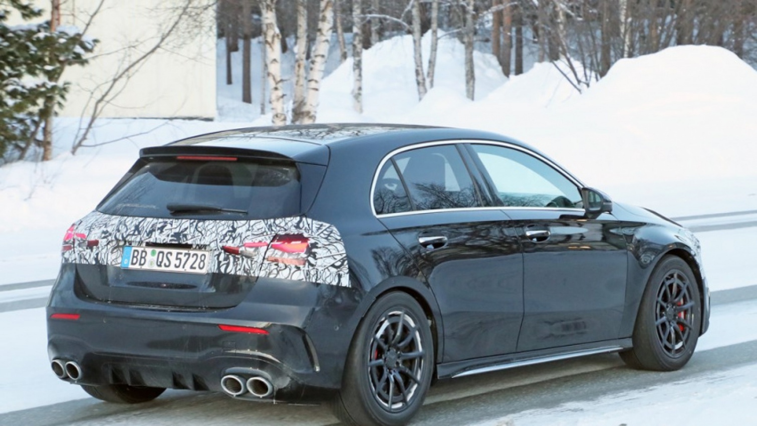 autos, cars, mercedes-benz, mg, mercedes, new 2022 mercedes-amg a 45 facelift spied winter testing