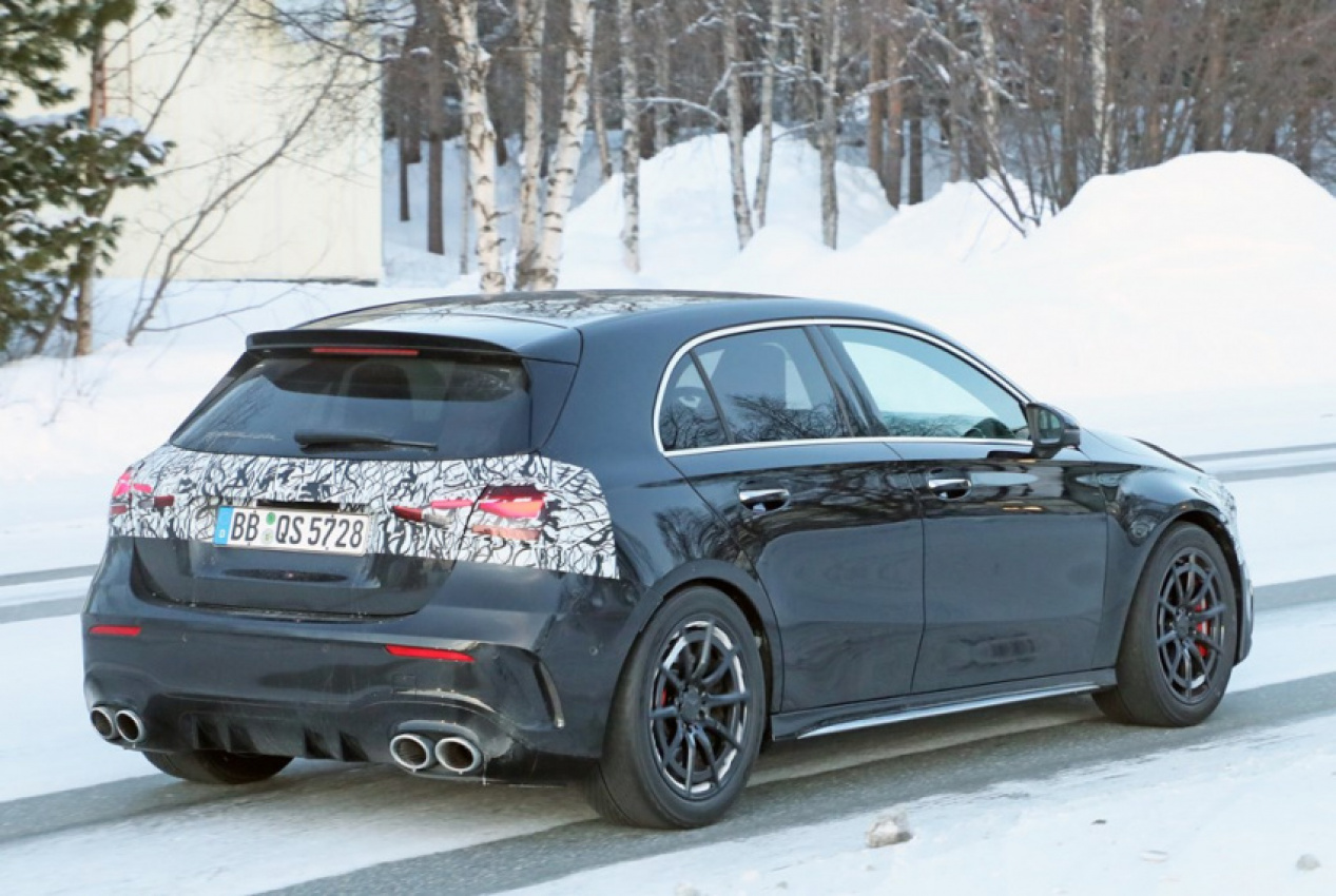 autos, cars, mercedes-benz, mg, mercedes, new 2022 mercedes-amg a 45 facelift spied winter testing