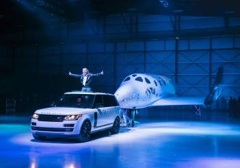autos, cars, land rover, autos land rover, land rover tows out new virgin galactic spaceship for global debut and naming