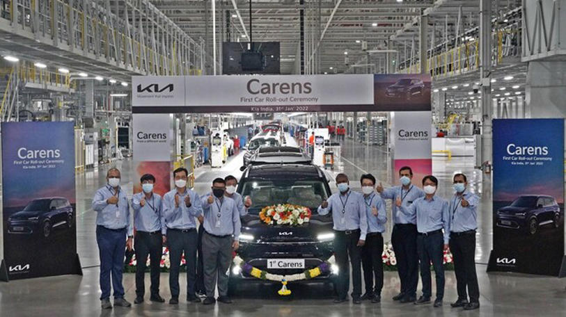 autos, cars, kia, kia carens production starts ahead of its launch in february
