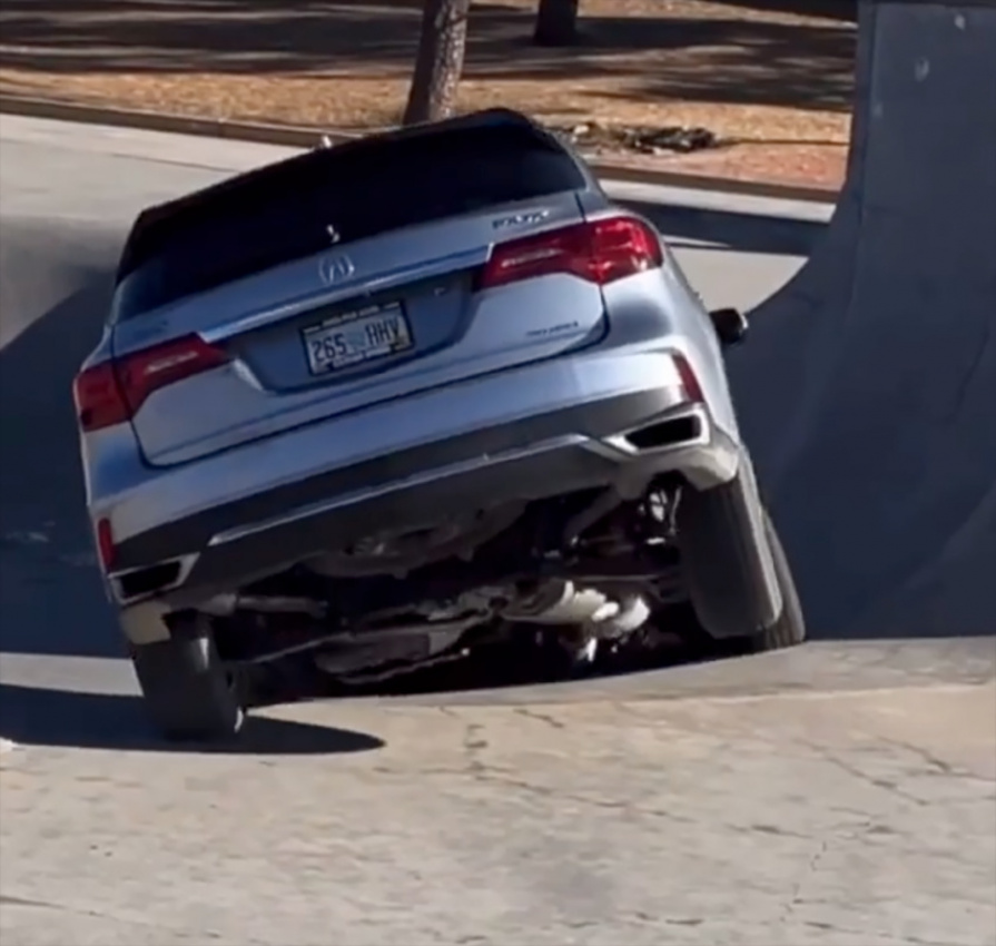 acura, autos, cars, acura mdx, watch: why did this acura mdx owner dump it into a skate park bowl?