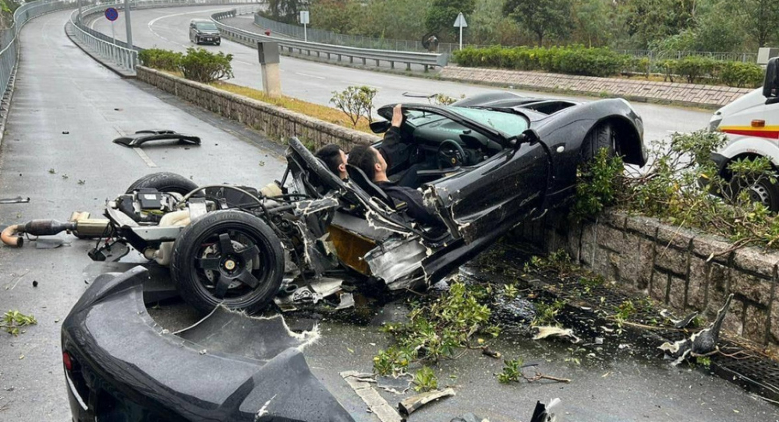 autos, cars, lotus, news, accidents, lotus exige, lotus videos, offbeat news, luckiest guys in the world cheat death in final destination-like crash after lotus flies into lamp post