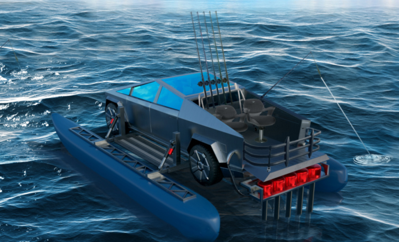 autos, cars, tesla, cybertruck, turn your cybertruck into a catamaran with this cybercat kit!