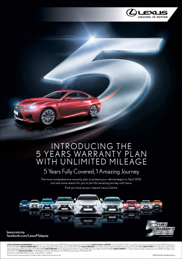 autos, car brands, cars, lexus, toyota, umw toyota, toyota and lexus malaysia extend warranty coverage to 5 years