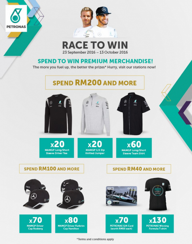 autos, cars, featured, petronas, petronas ‘race to win’ campaign offers f1 team merchandise