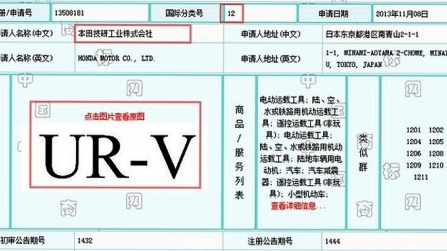 autos, car brands, cars, honda, acura, ur-v – one of three trademarks filed by honda in china