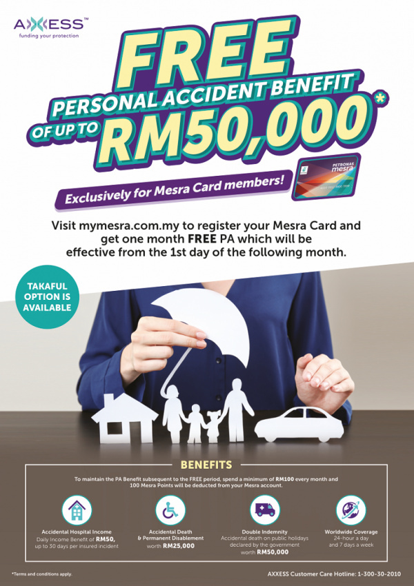 autos, cars, featured, axxess, insurance, mesra card, petronas, zurich general insurance, free one month personal accident benefits for petronas mesra card members effective 1 may 2018
