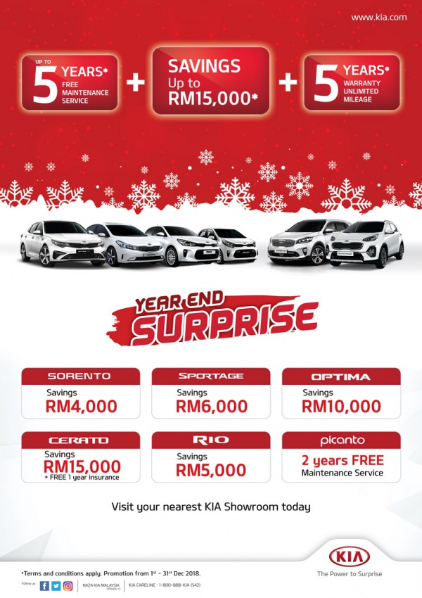 autos, car brands, cars, kia, hatchback, malaysia, naza kia malaysia, promotion, sales, sedan, naza kia malaysia “year end surprise” in december offers savings of up to rm15,000