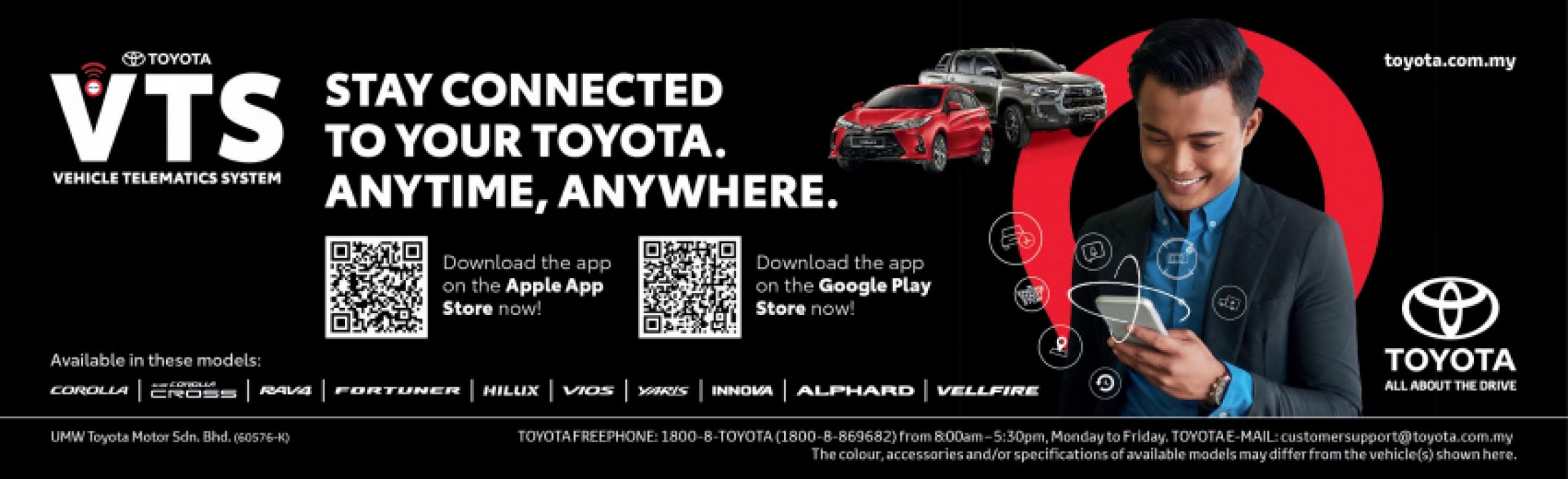 autos, car brands, cars, toyota, aftersales, malaysia, roadside assistance, umw toyota motor, toyota encourages customers to make use of road assist app and telematics system for convenience and safety