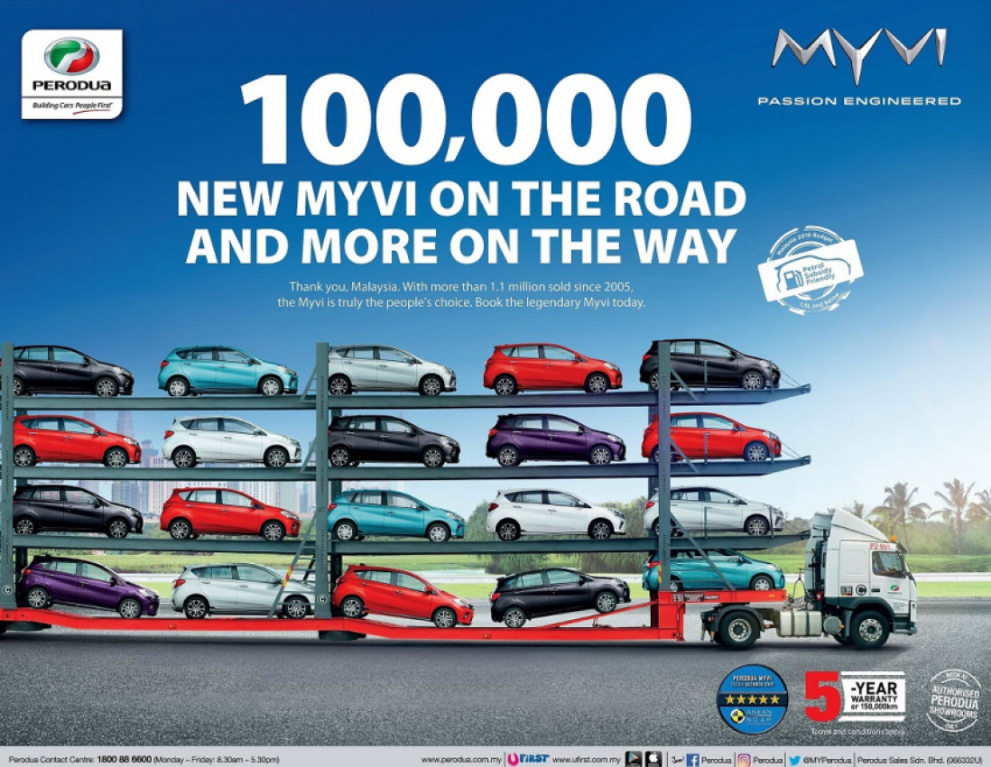 autos, car brands, cars, automotive, daihatsu, hatchback, malaysia, milestone, perodua, third generation perodua myvi hits 100,000 mark
