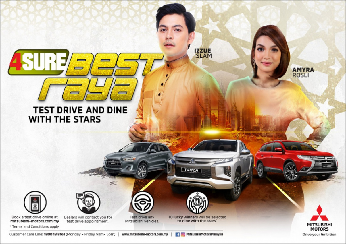 autos, car brands, cars, mitsubishi, automotive, celebrities, contest, malaysia, mitsubishi motors, mitsubishi motors malaysia, pick up truck, promotion, mitsubishi motors malaysia 4sure best raya contest offers a chance to dine with celebrities