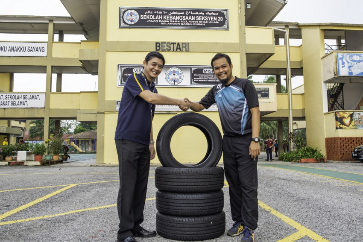 autos, cars, featured, community service, goodyear, goodyear malaysia, malaysia, recycling, tyres, goodyear malaysia donates tyres to shah alam school