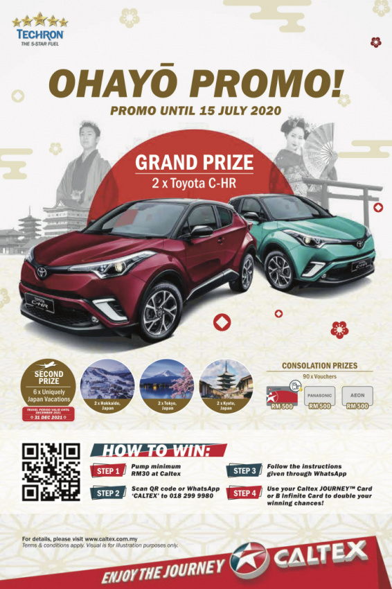 autos, cars, featured, toyota, caltex, chevron, chevron malaysia, diesel, fuel, gasoline, malaysia, petrol, promotion, toyota c-hr, win toyota c-hr, travel to japan or shopping vouchers with caltex ohayo promotion