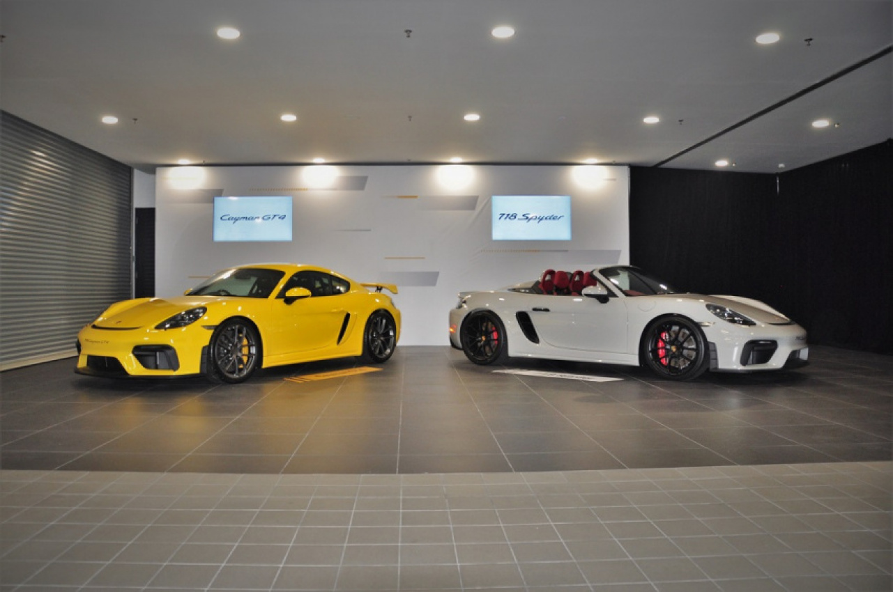 autos, car brands, cars, porsche, automotive, cars, malaysia, porsche 718 cayman, porsche malaysia, sime darby auto performance, sports cars, porsche 718 cayman gt4 and 718 spyder launched in malaysia – manual transmission!