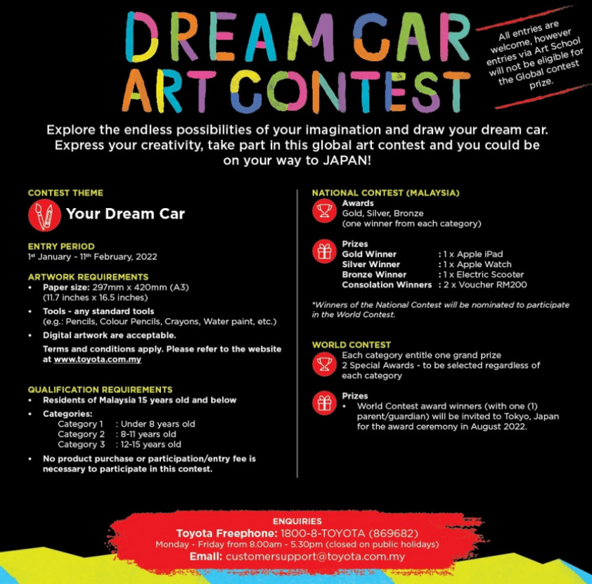 autos, car brands, cars, toyota, corporate social responsibility, global, malaysia, toyota motor corporation, umw toyota motor, toyota dream car art contest is open for entry submission