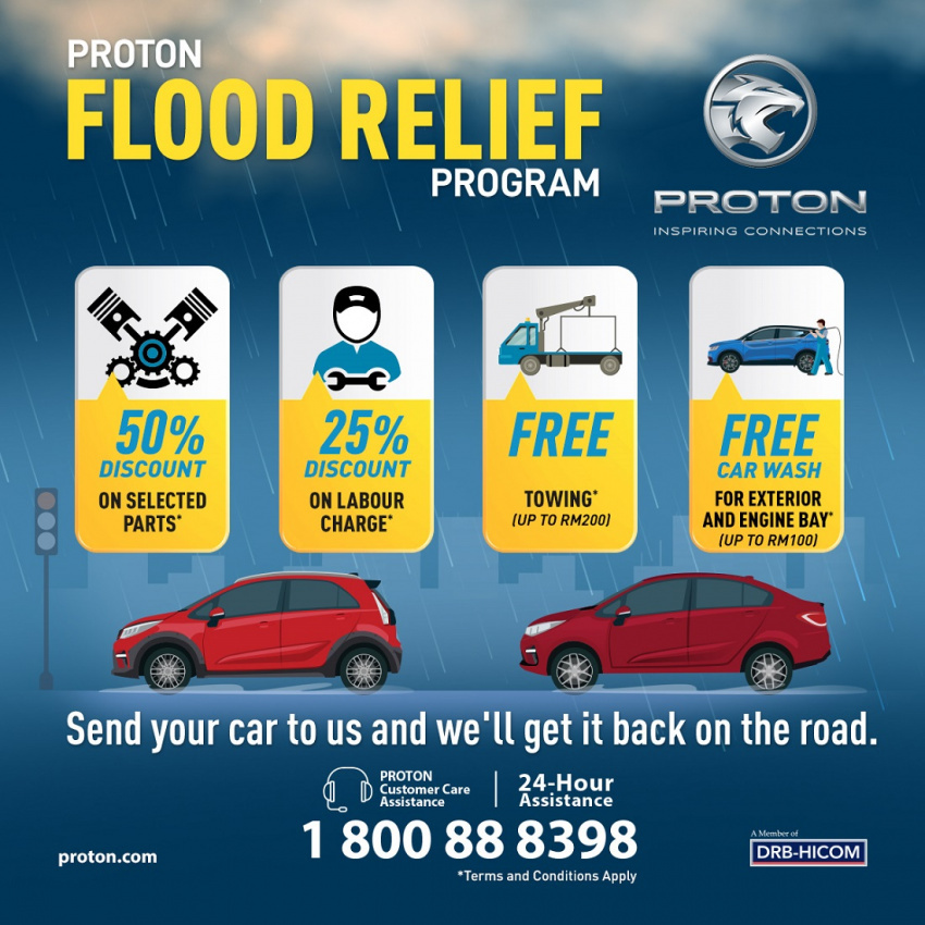 autos, car brands, cars, aftersales, flood, malaysia, proton, proton insurance programme, proton offers additional assistance to flood affected owners