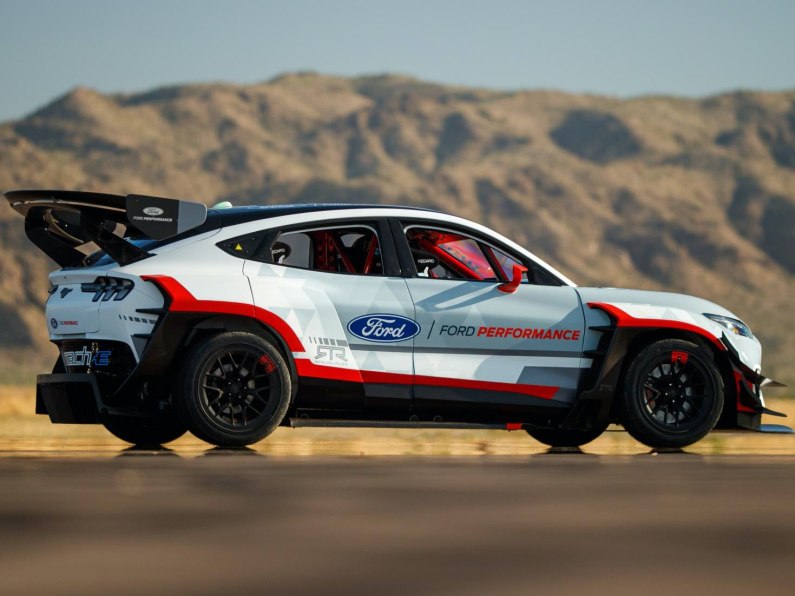 autos, cars, ford, hp, car news, eco-friendly, review, sports, ford makes 1400bhp mustang mach-e electric drift car