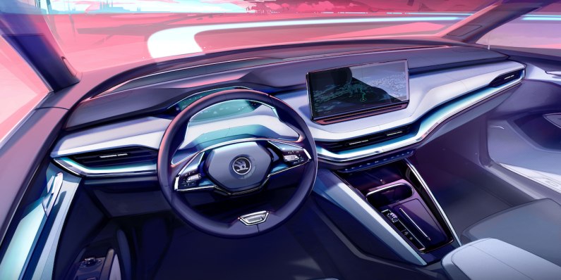 autos, cars, car news, eco-friendly, review, skoda teases interior of its upcoming enyaq iv electric suv
