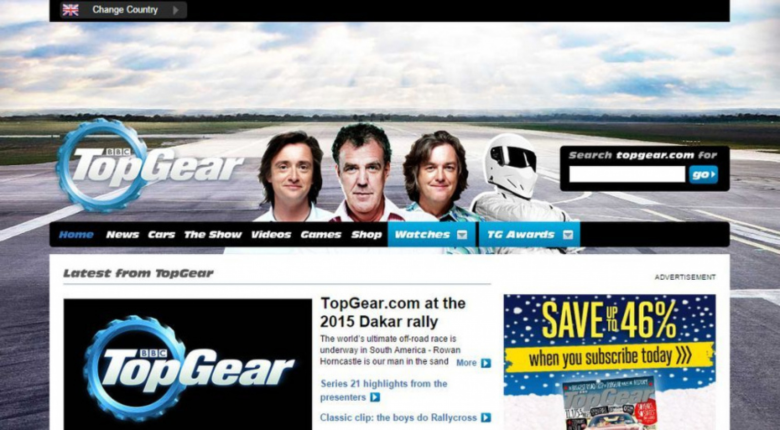 autos, cars, auto news, bbc, jeremy clarkson, television, the stig, top gear, top gear's website removes all three hosts from top banner