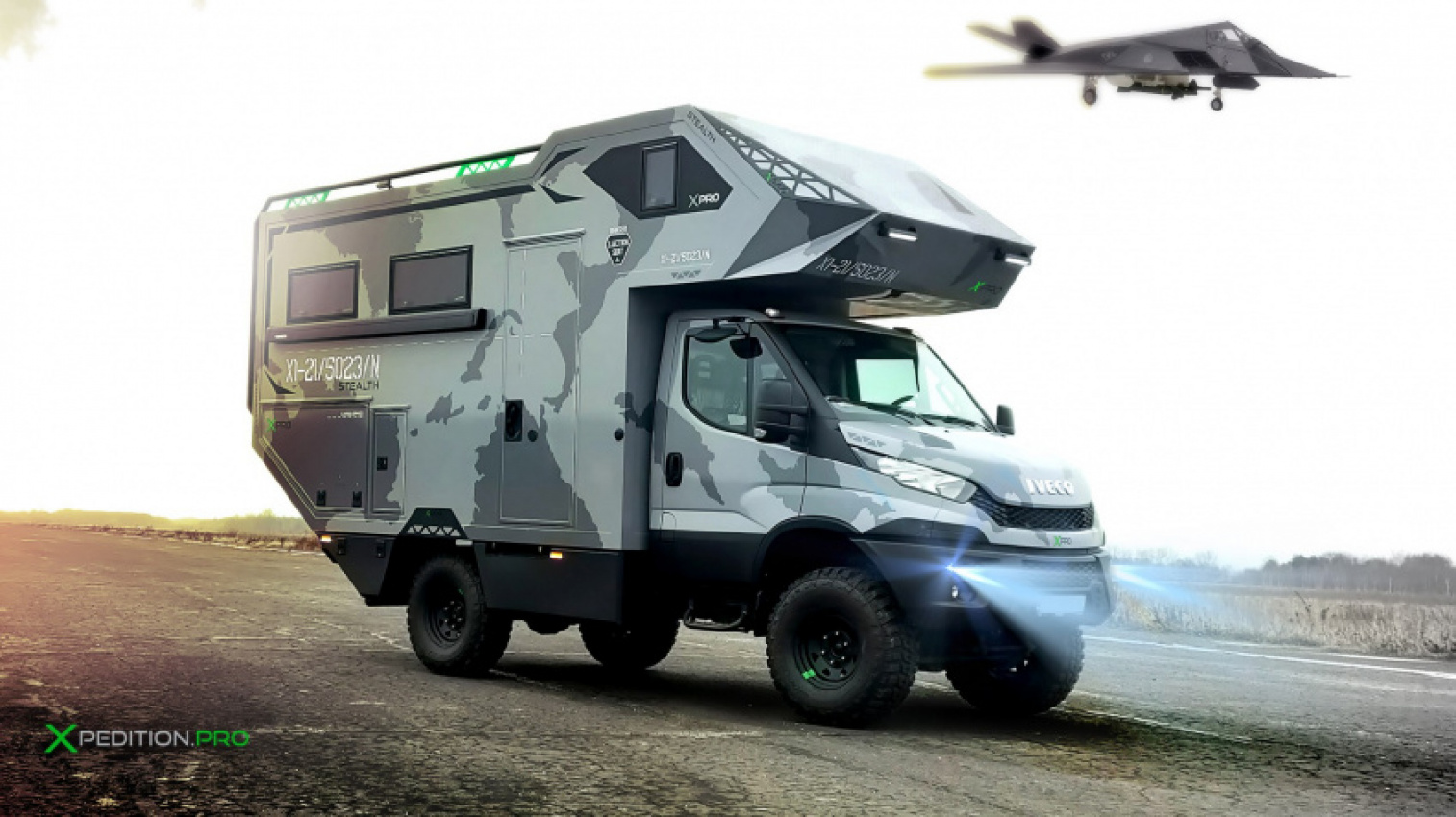 autos, cars, news, iveco, motorhome, video, the xpro one is a rugged rv inspired by fighter jets and tanks