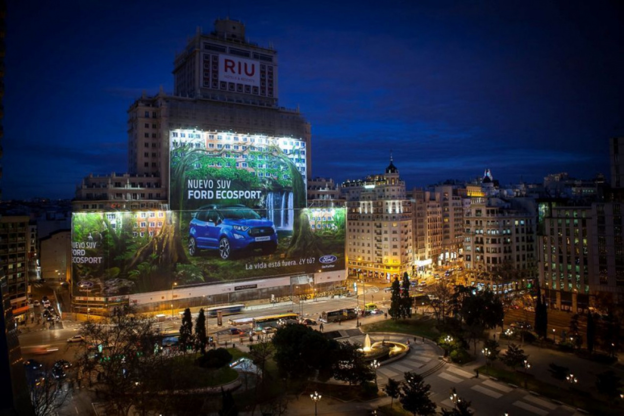 autos, cars, ford, auto news, ford ecosport, ford’s new billboard in spain is the largest the world has ever seen