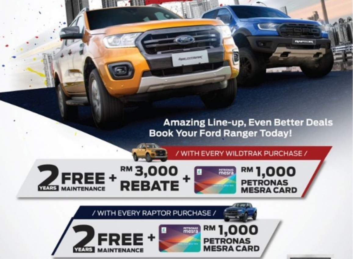 autos, cars, ford, auto news, ford ranger, ranger, ford merdeka promotion - 2 years free maintenance, gift card for ranger wildtrak and raptor