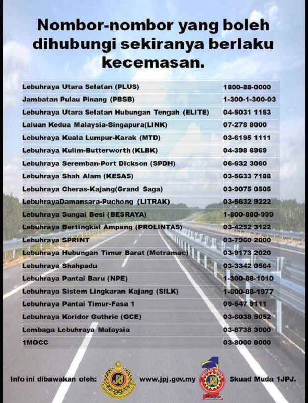 autos, cars, reviews, emergency, festive season, hari raya, highway, insights, jpj, road safety, road transport department, jpj provides official numbers to call in case of a highway emergency