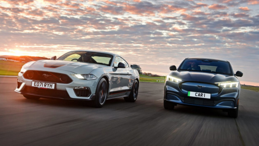 autos, cars, ford, electric cars, ford mustang, performance cars, ford mustang mach 1 vs ford mustang mach-e: petrol vs electric twin test