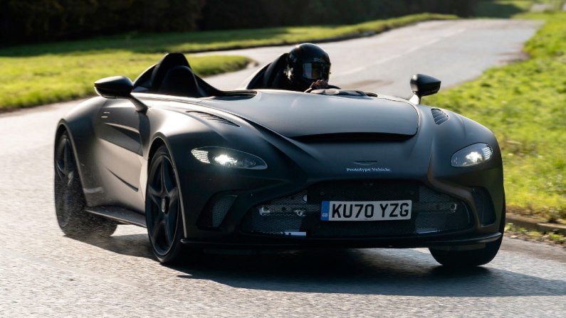 aston martin, autos, cars, car news, gossip, review, sports, first aston martin v12 speedster prototype hits the road
