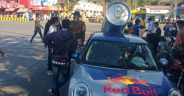 autos, cars, mini, mini cooper, red bull mini cooper seized by cops for illegal modification