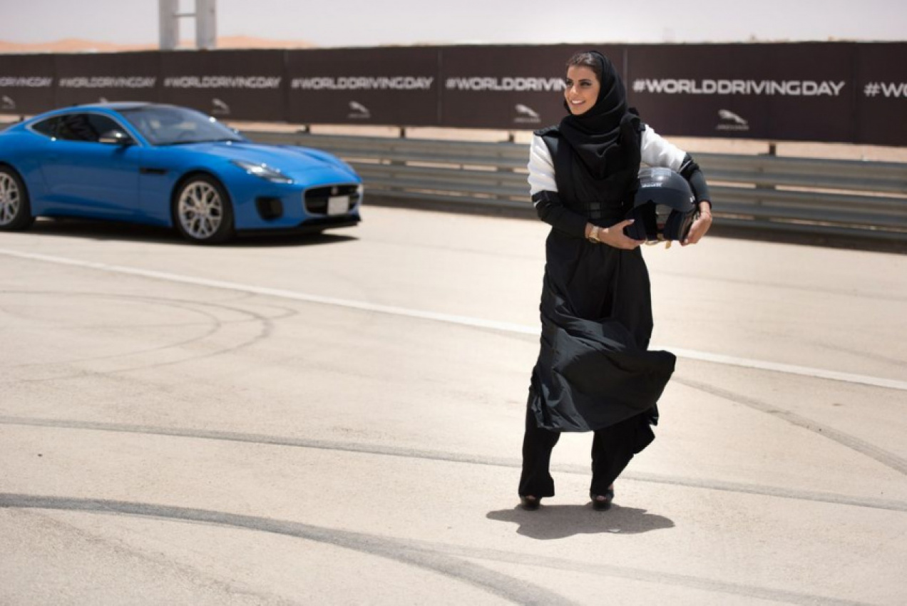 audi, autos, cars, jaguar, auto news, jaguar celebrates lift of ban on female drivers in saudi arabia