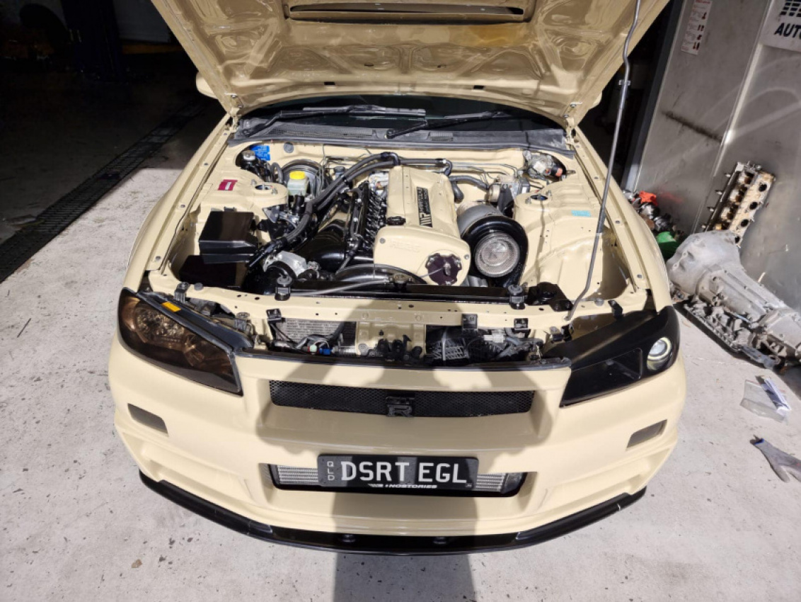 autos, cars, hp, news, nissan, australia, classics, nissan skyline, tuning, tan-colored nissan skyline r34 gt-r with 1,150 hp would look right at home in a desert