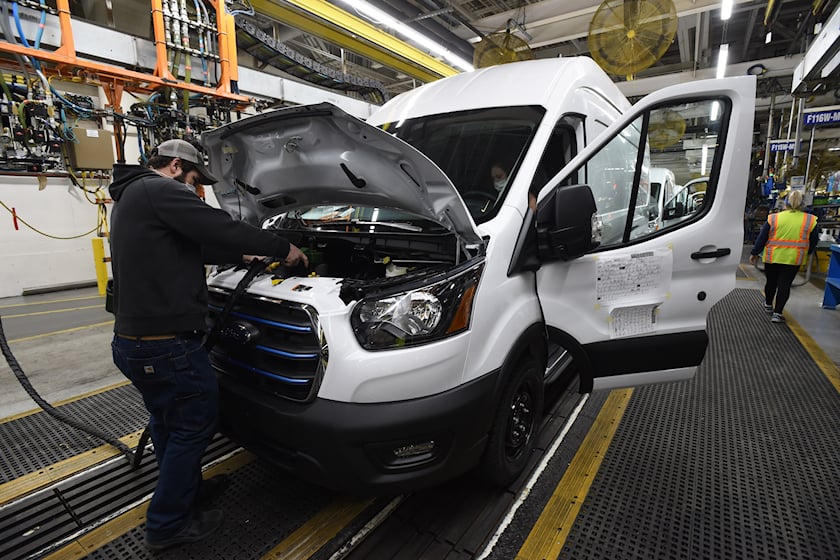 autos, cars, electric vehicles, ford, industry news, video, all-electric ford e-transit customer deliveries have begun