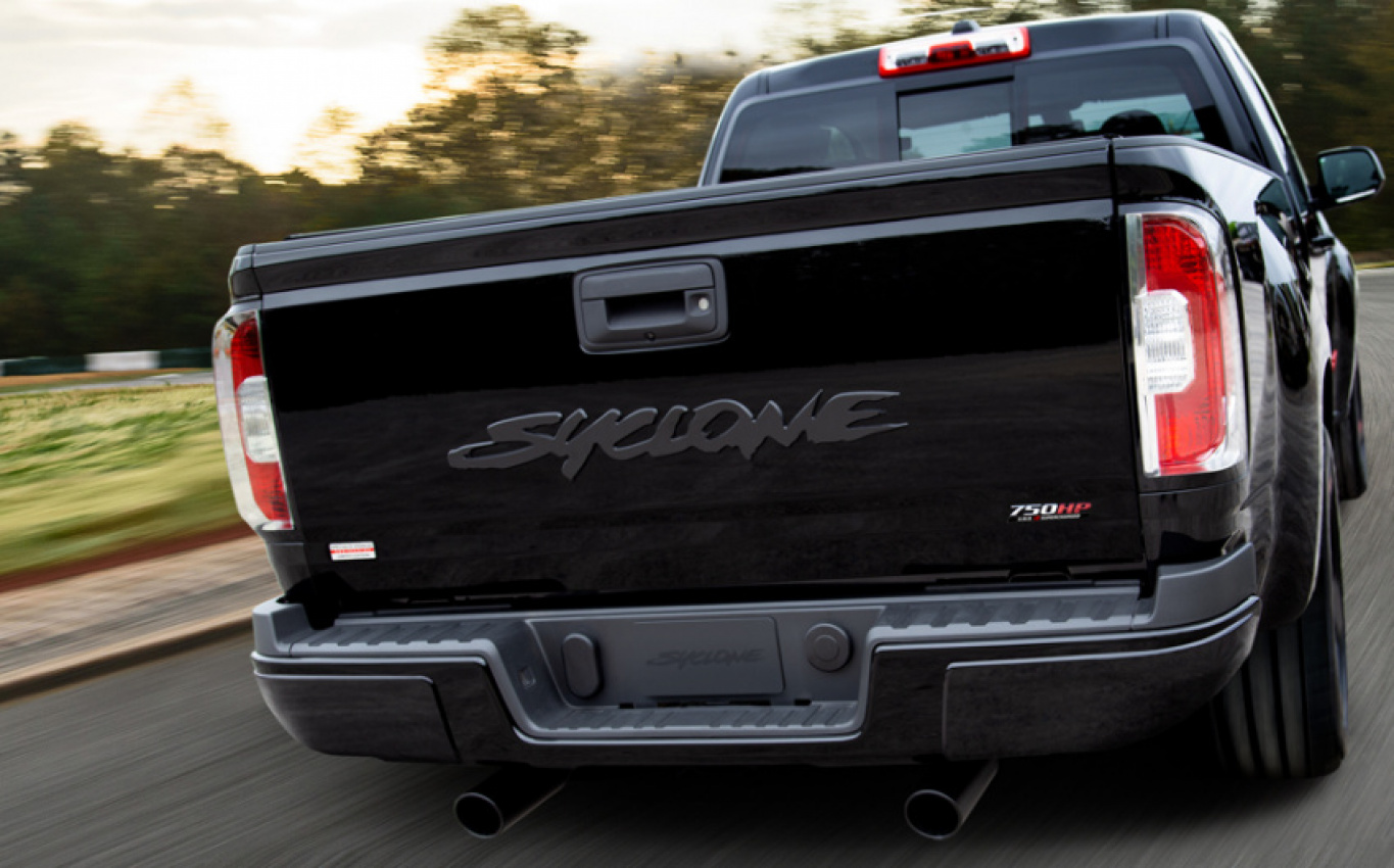 autos, cars, gmc, hp, gmc canyon news, gmc news, modified, muscle cars, pickup trucks, specialty vehicle engineering, sve's 750-hp 2022 gmc syclone arrives to rock you like a hurricane, again