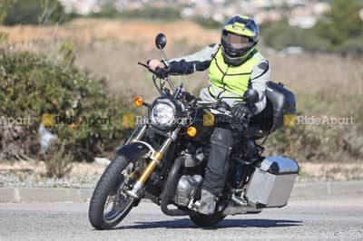 article, autos, cars, re’s 650cc cruiser spotted testing with touring accessories - is it a bigger ‘classic’?